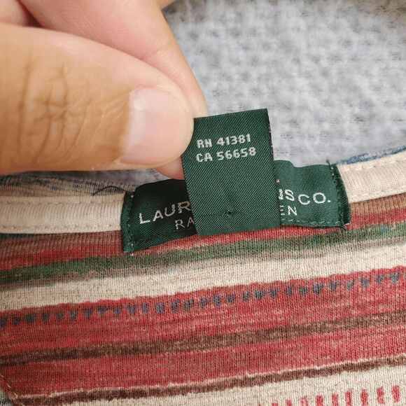 LRL Ralph Lauren Women's Lightweight Long Sleeve Hoodie Aztec V-neck Large L - Picture 2 of 7